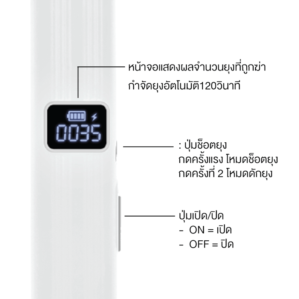 ไม้ตียุง WELLUX รุ่น MS-929W นับยุได้ จอดิจิตอล